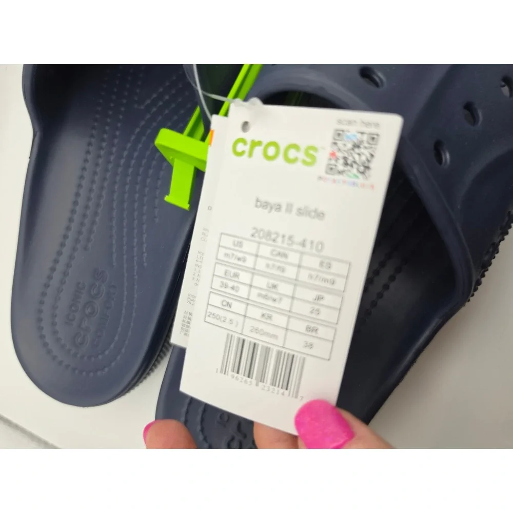 Crocs Baya II Slide Navy Blue Sandals 208215-410 Mens 7 Womens 9 NEW